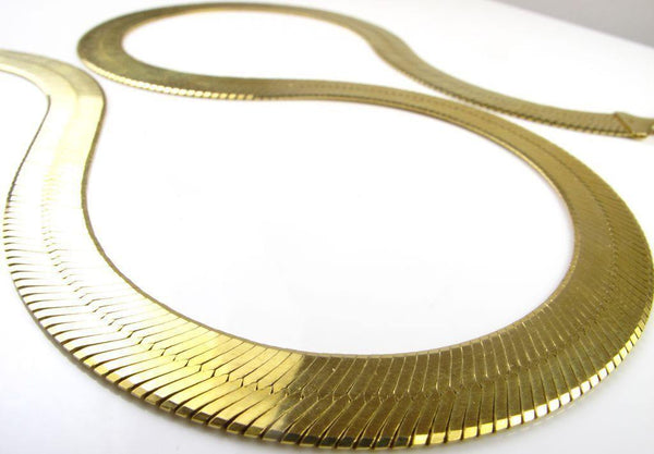 10K Yellow Gold Hollow Herringbone Chain 7MM - Gold Americas