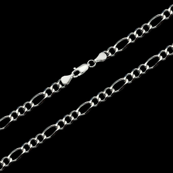 14K White Gold Hollow Figaro Chain 5MM - Gold Americas