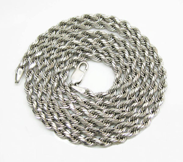 10K White Gold Diamond Cut Rope Chain 4MM - Gold Americas