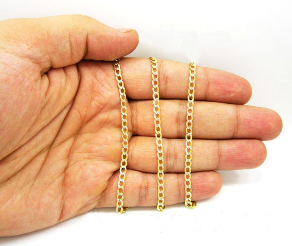 10K Yellow Gold Pave Cuban Chain 3MM