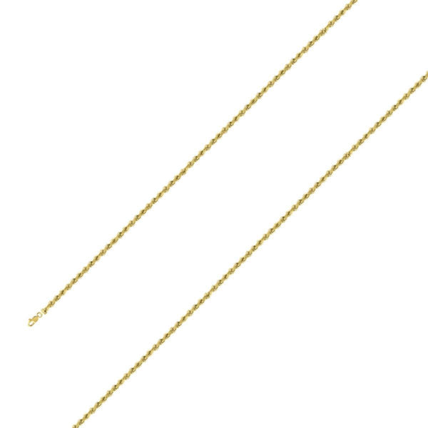 925 Sterling Silver 2mm Yellow Gold Plated Rope Chain Size- 7" - Gold Americas