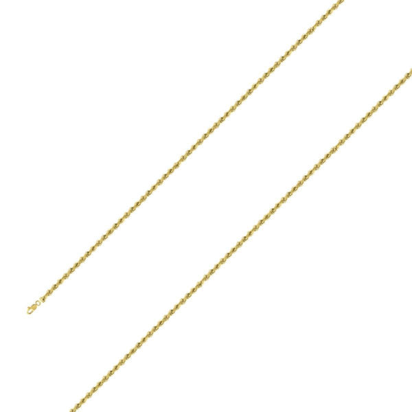 925 Sterling Silver 2mm Yellow Gold Plated Rope Chain Size- 8" - Gold Americas