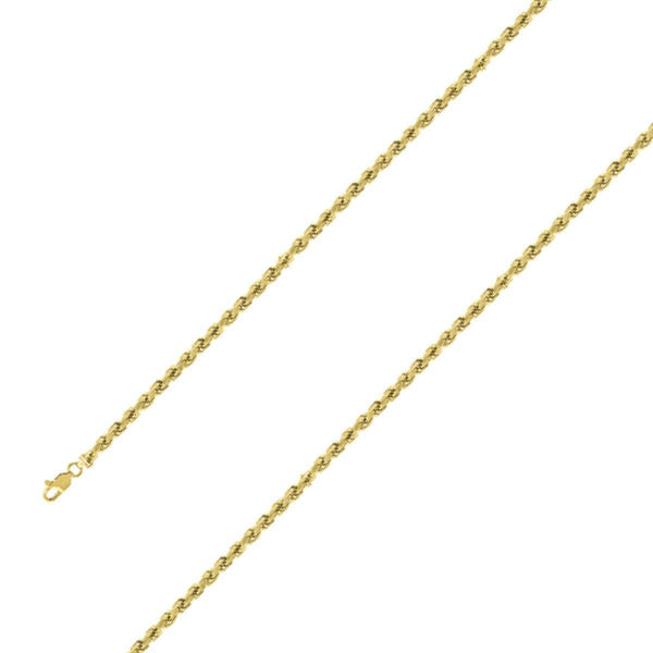 925 Sterling Silver 3.5mm Yellow Gold Plated Rope Chain Size- 8" - Gold Americas
