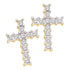 14K Yellow Gold Round Diamond Roman Cross Religious Stud Earrings 1/10 Cttw - Gold Americas