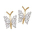 14K Yellow Gold Round Diamond Butterfly Bug Screwback Stud Earrings 1/3 Cttw - Gold Americas