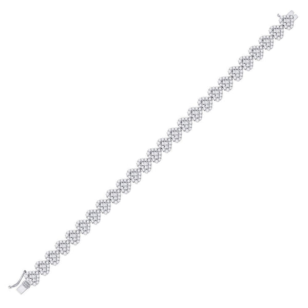 14K White Gold Round Princess Diamond Heart Bracelet 6-3/8 Cttw