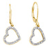 10K Yellow Gold Round Diamond Heart Dangle Earrings 1/20 Cttw - Gold Americas