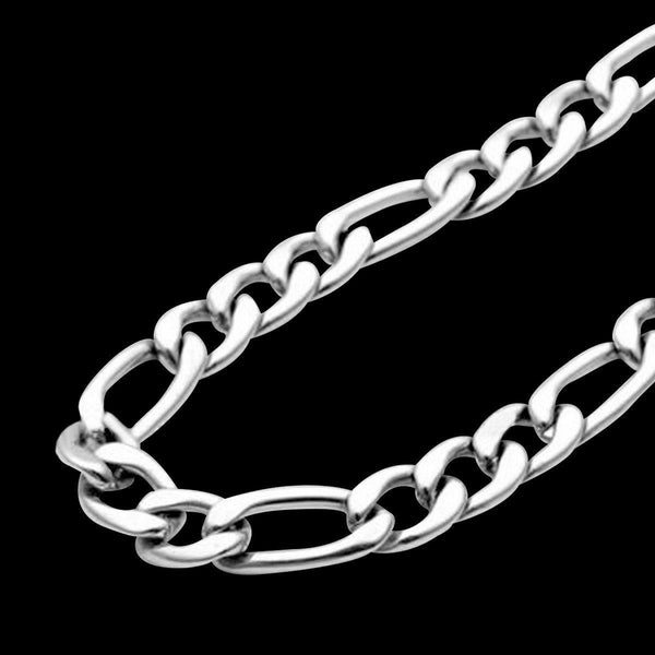 14K White Gold Hollow Figaro Chain 4MM - Gold Americas