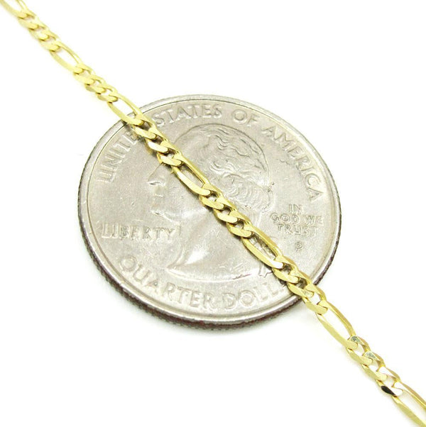 10K Yellow Gold Hollow Figaro Chain 2.5MM