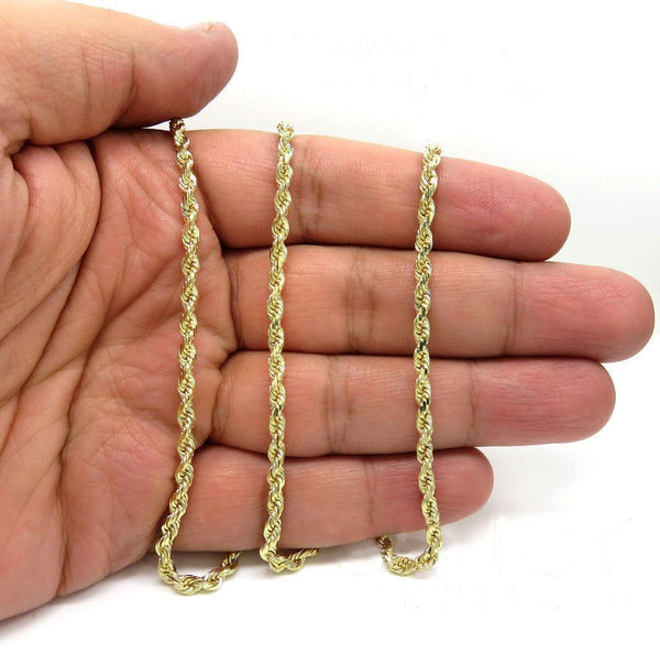10K Yellow Gold Solid Rope Chain 4MM