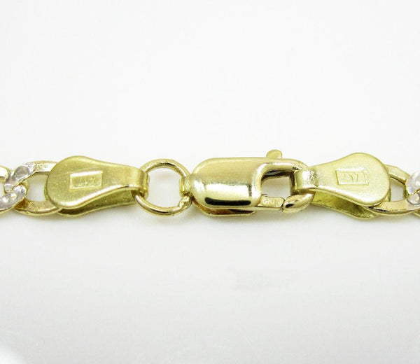 14K Yellow Gold Pave Cuban Chain 7MM