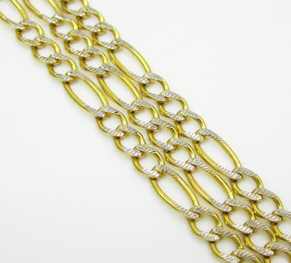 14K Yellow Gold Hollow Pave Figaro Chain 2.5MM