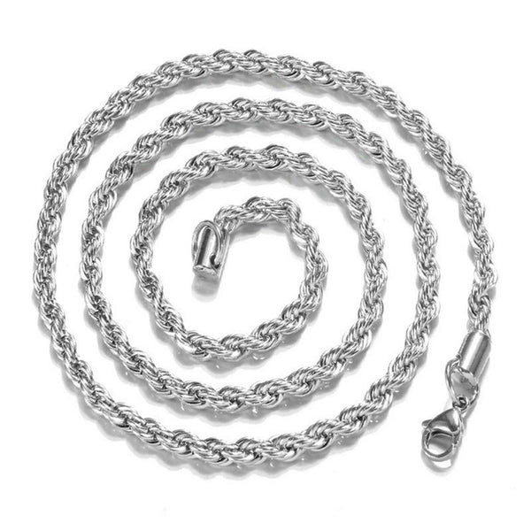 Silver 2MM Rope Chain Necklace
