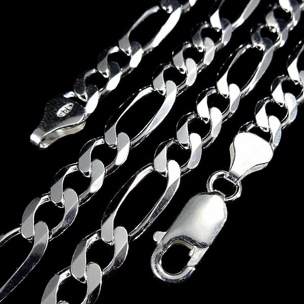14K White Gold Hollow Figaro Chain 8MM - Gold Americas