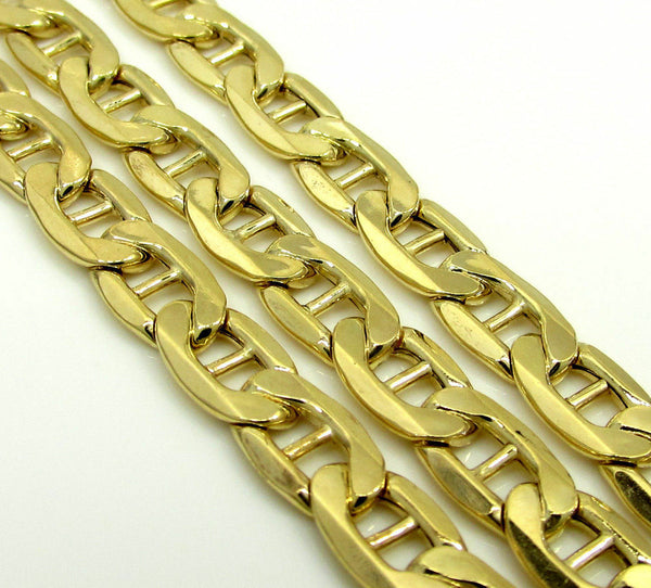 10K Yellow Gold Flat Mariner Chain 4MM