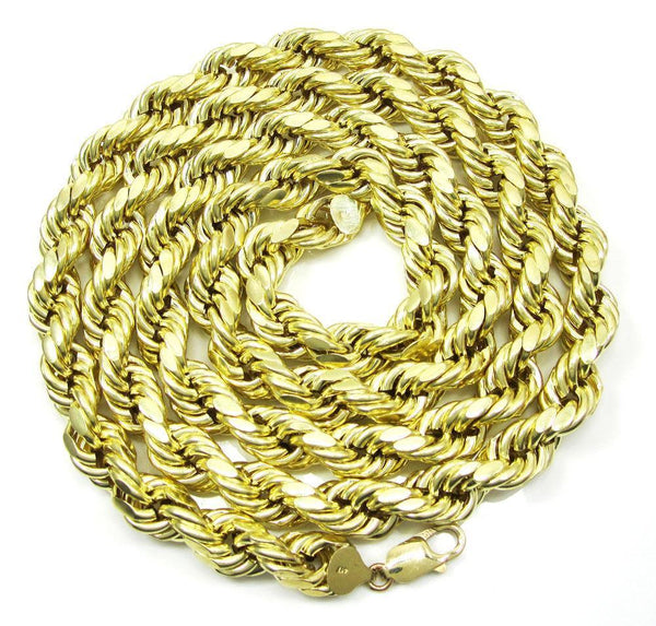 10K Yellow Gold Diamond Cut Rope Chain 7MM