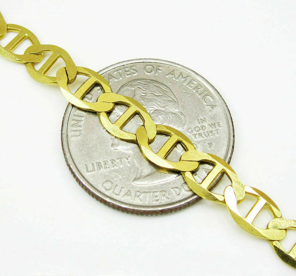 10K Yellow Gold Flat Mariner Chain 7.5MM