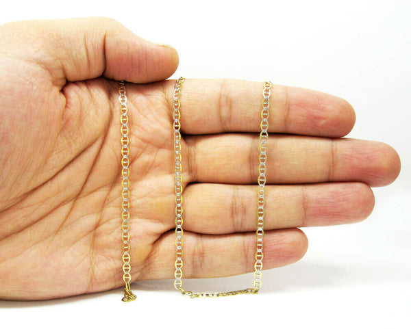 10K Yellow Gold Pave Mariner Chain 4MM