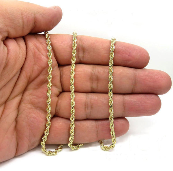 10K Yellow Gold Solid Rope Chain 3MM