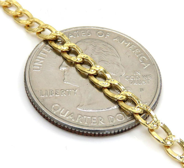 10K Yellow Gold Pave Cuban Chain 3MM