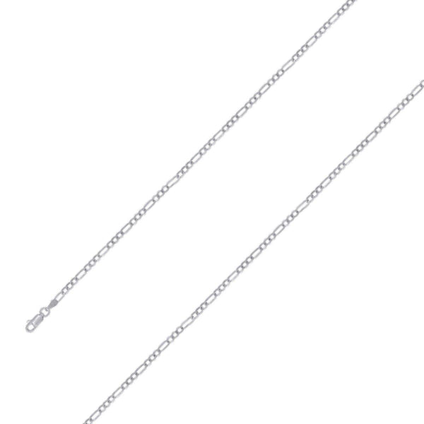 925 Sterling 3mm Silver Rhodium Plated Figaro Chain Size- 9" - Gold Americas