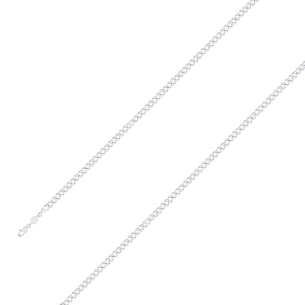 925 Sterling Silver Finish 3mm Diamond Cut Classic Cuban Chain Size- 7" - Gold Americas
