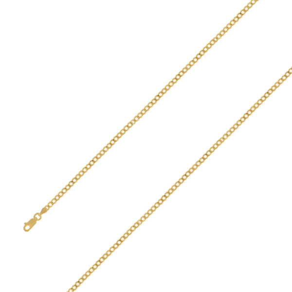 14k Yellow Gold Finish 3mm Silver Cuban Chain Size- 9" - Gold Americas