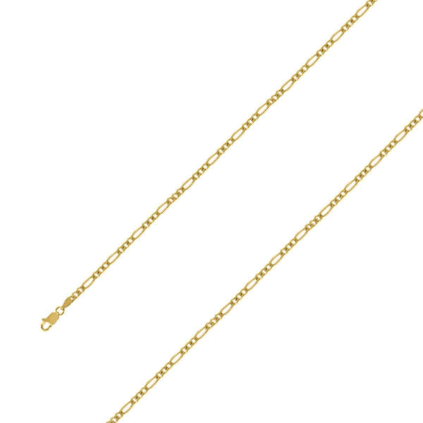 14k Yellow Gold Plated 3mm Silver Figaro Chain Size- 7" - Gold Americas