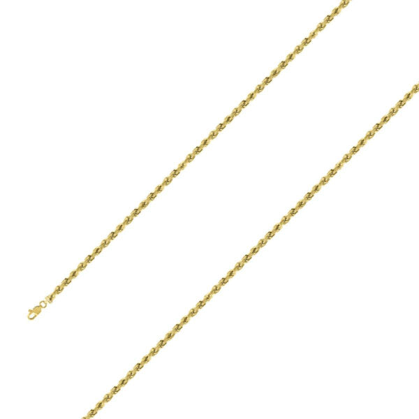 925 Sterling Silver 3mm Yellow Gold Plated Rope Chain Size- 8" - Gold Americas