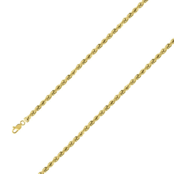 925 Sterling Silver 4.5mm Yellow Gold Plated Rope Chain Size- 9" - Gold Americas