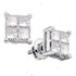 14K White Gold Princess Diamond Square Cluster Stud Earrings 1/4 Cttw - Gold Americas