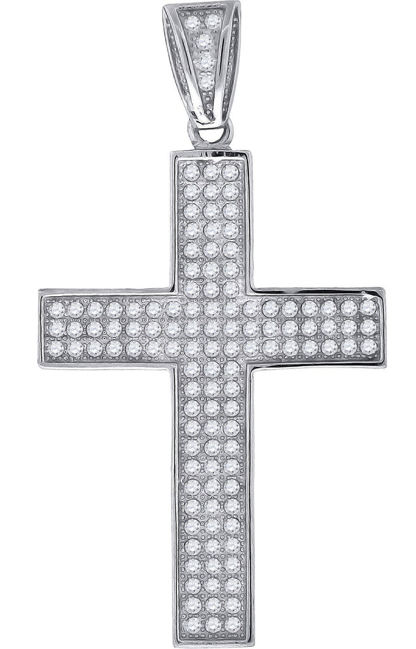 Sterling Silver Womens Round Cubic Zirconia CZ Cross Religious Fashion Pendant, Pendants, Silverine, Jawa Jewelers
