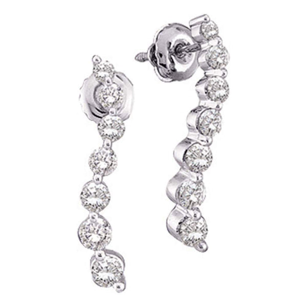 14k White Gold Round Diamond Journey Love Anniversary Screwback Stud Earrings 1/4 Cttw - Gold Americas