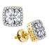 14K Yellow Gold Baguette Round Diamond Square Stud Earrings 1/3 Cttw - Gold Americas
