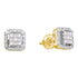 14K Yellow Gold Princess Diamond Square Frame Cluster Earrings 1/3 Cttw - Gold Americas