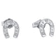 Sterling Silver Round Diamond Lucky Horseshoe Screwback Earrings 1/20 Cttw