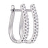 10K White Gold Round Pave-set Diamond Oblong Hoop Earrings 1/4 Cttw - Gold Americas