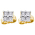 Yellow-tone Sterling Silver Round Diamond Cluster Earrings 1/20 Cttw - Gold Americas