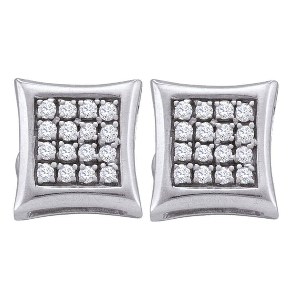 Sterling Silver Round Diamond Square Kite Cluster Screwback Earrings 1/6 Cttw - Gold Americas