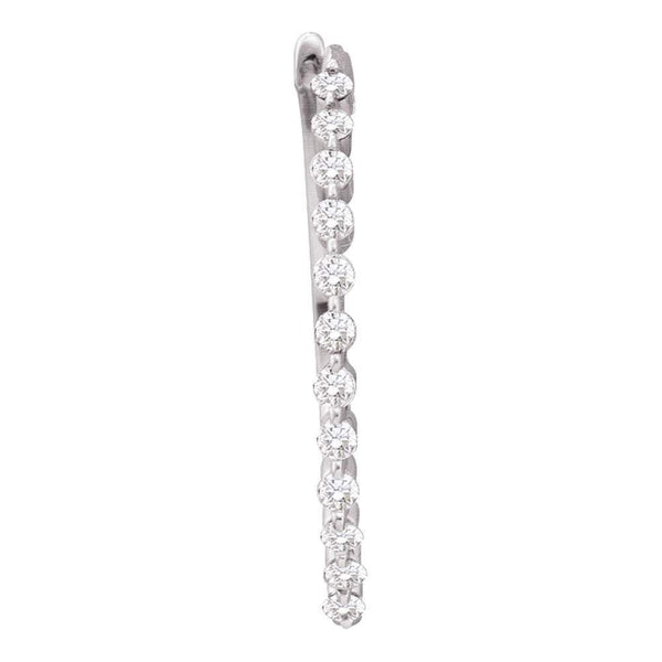 14k White Gold Round Diamond Classic Pave-set Hoop Earrings 1/2 Cttw - Gold Americas