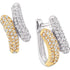 14K Yellow Gold Round Diamond Two-tone Bypass Huggie Hoop Earrings 1/2 Cttw - Gold Americas