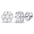 14K White Gold Round Diamond Flower Cluster Earrings 3/4 Cttw - Gold Americas