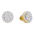 14K Yellow Gold Round Diamond Flower Cluster Screwback Earrings 2.00 Cttw - Gold Americas