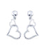 10K White Gold Round Diamond Linked Hearts Dangle Screwback Earrings 1/10 Cttw - Gold Americas