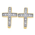 Yellow-tone Sterling Silver Round Diamond Cross Huggie Hoop Earrings 1/20 Cttw - Gold Americas