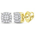14K Yellow Gold Princess Round Diamond Soleil Cluster Earrings 1/4 Cttw - Gold Americas
