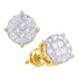 14K Yellow Gold Princess Round Diamond Soleil Cluster Earrings 1/2 Cttw - Gold Americas