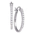 14K White Gold Round Diamond Slender Snap-down Hoop Earrings 1/4 Cttw - Gold Americas
