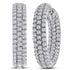 14K White Gold Round Diamond Inside Outside Hoop Earrings 2.00 Cttw - Gold Americas