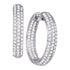 14K White Gold Round Pave-set Diamond Inside Outside Hoop Earrings 2-7/8 Cttw - Gold Americas